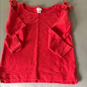 Crewcuts Red Long Sleeve Tee with Shoulder Bows